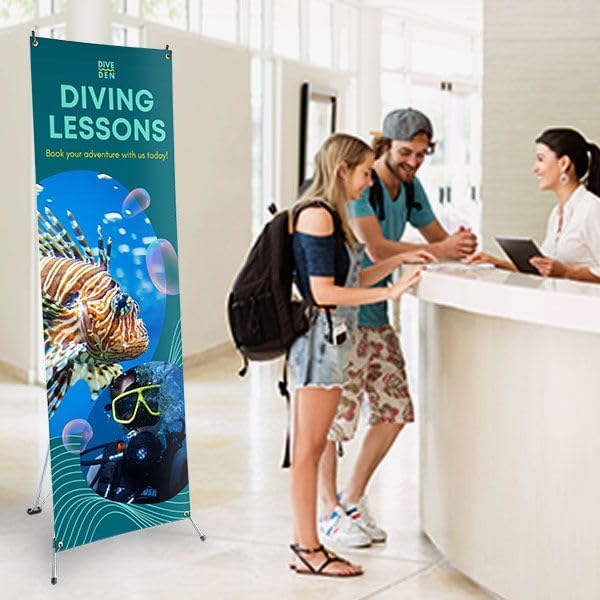 Custom Banner – Personalized X-Banner Stand for Events, Trade Shows, Parties & Promotions – Add Your Text, Logo, or Images – Made in USA (Full color, 31x70 inch)
