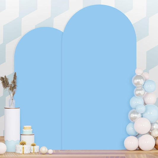Wedding Arch Cover Set of 2 Baby Blue Arch Backdrop Cover 7.2ft, 6ft Spandex Fitted Backdrop Arch Covers Chiara Stand Cover Baby Shower Backdrop Coovers for Birthday Party Gender Reveal Decor