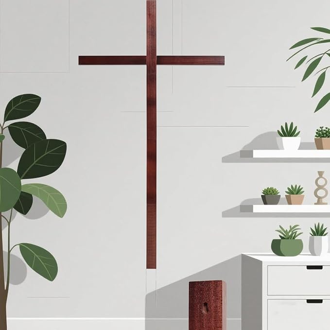 Rozozo Assembly Maximum 71Inch(180cm) Adjustable Large Wooden Handmade Cross,Oversized Stand Tall Yard Cros,Wall Cros Decoration,Catholic Easter Wedding Christmas Outdoor Cross-1