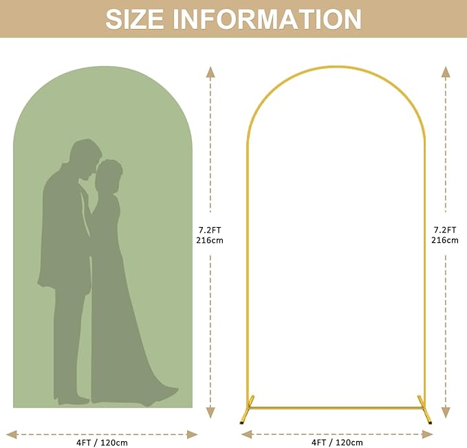 Metal Arch Stand and Cover Set 7.2FT Sage Green Arch Stand Cover for Arch Stand Frame Wedding Arch Stand with Spandex Arch Cover Set for Bridal Baby Shower Wedding Banquet Decoration
