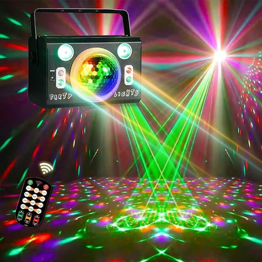 Disco Light,Party Lights, RGB 4 Lens Sound Activated DJ Strobe Stage Lights for Parties Birthday Christmas Gifts Wedding Karaoke Bar Club Pub Home Room Halloween Decorations
