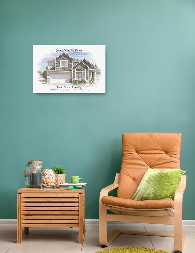 IPIC - Custom Watercolor House Portrait. Watercolor House Painting Personalized Housewarming Gift Custom Giclee Print Includes Names and the Special Date. W 18" x H 12" Ready to Hang.