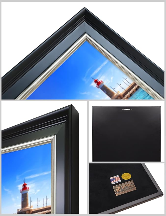 IPIC - Beach Lovers, Personalized Framed Wall Art with Names and Date on, Giclee Prints with Solid Wood, Custom Gifts for Wedding Anniversary. Total Framed Size: 27.25" W x 19.25" H