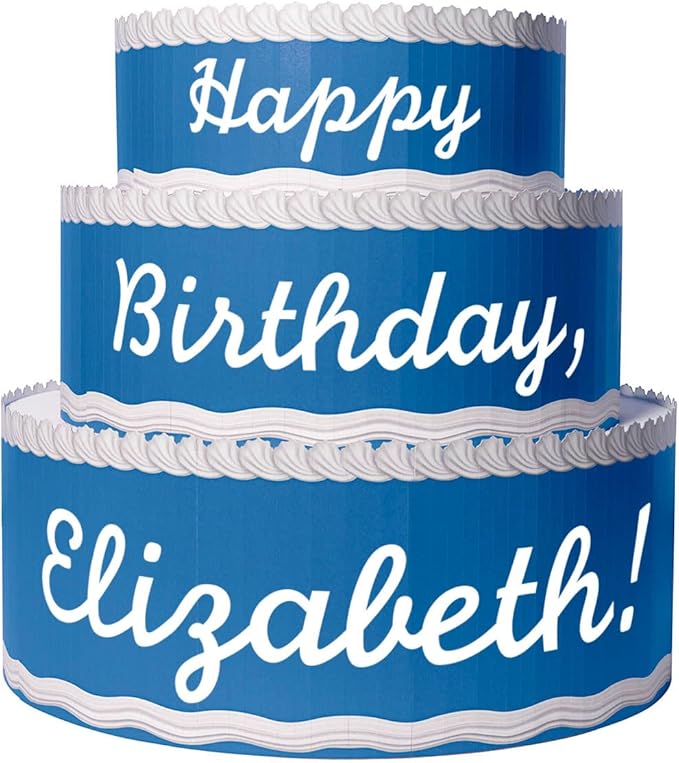 Anderson's Blue & White Personalized Pop-Out Birthday Cake, Life-Size Faux Cake with Fun Font, Custom Name, Surprise Reveal Prop for Milestone Parties, Photo Ops, Store or Business Events, 4'x4'