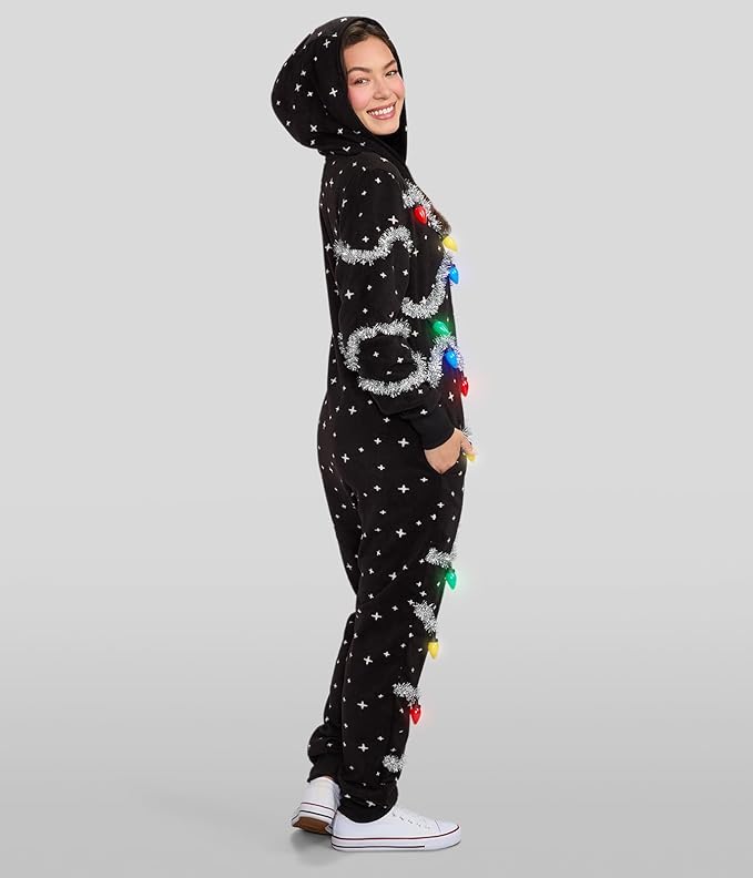 Tipsy Elves Christmas Onesies for Adults - Comfy Unisex Matching Holiday Jumpsuits with Convenient Pockets