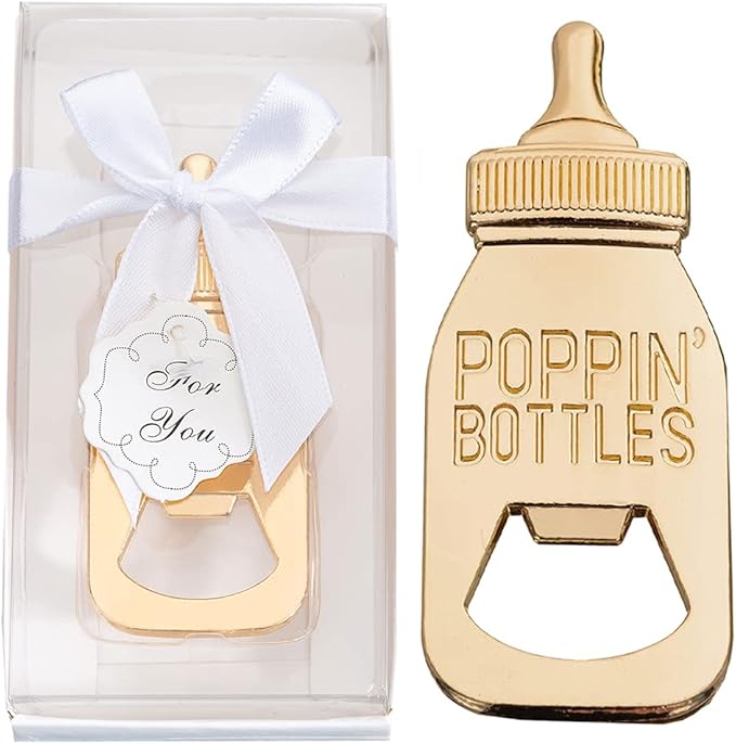 24Pack Baby Bottle Openers for Baby Shower Favors Gifts, Decorations Souvenirs, Poppin Bottles Openers with Gifts Box used for Guests Gender Reveal Party Favors or Wedding Favors (24, white)