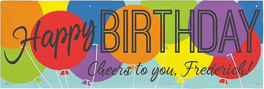Let's Make Memories Personalized Happy Birthday Banner - Choose Any Year - Birthday Party Decorations - Custom Indoor/Outdoor Vinyl Banner - Any Message - Balloons - Primary Colors - 10ft