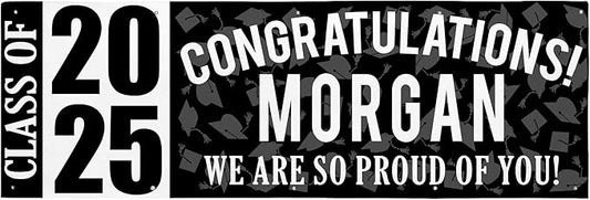 Let's Make Memories Personalized Graduation Banner Class of 2025 - Graduation Party Decorations - Congratulations Banner - Indoor/Outdoor Vinyl - Best in Class - Black - 10 ft.