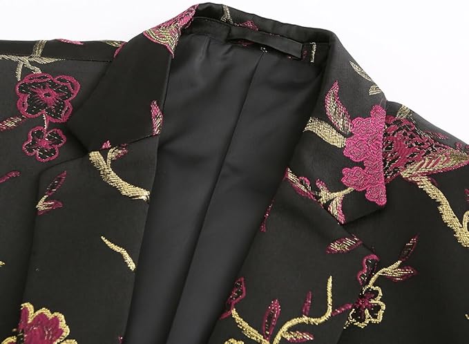 Cloudstyle Mens 2 Piece Floral Dress Suit One Button Dinner Tuxedo Jacket & Pants