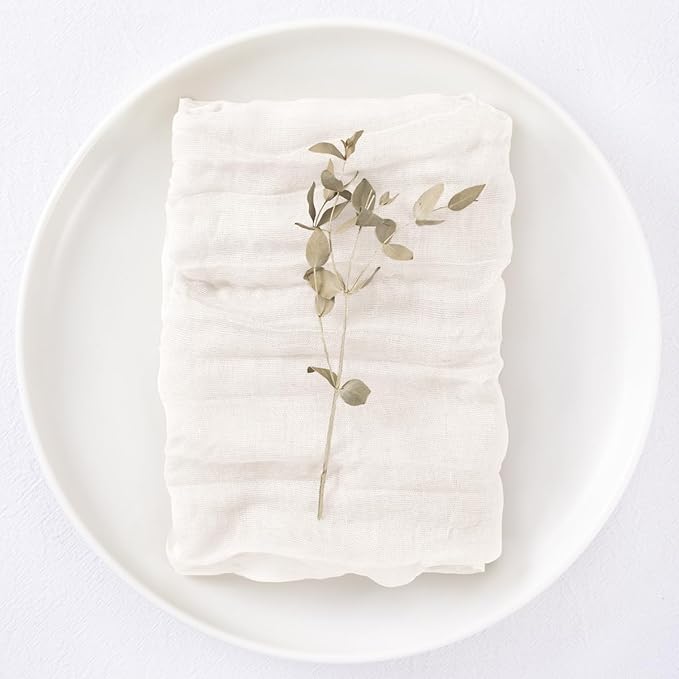 50 Pack Ivory White Cheesecloth Napkins Spring Cloth Napkins Set of 50 Dinner Napkins Bulk 21x21 Inches for Wedding Bridal Shower Baby Shower Valentine's Day