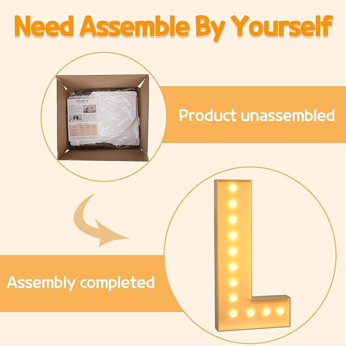 Marquee Letters 4 Feet Tall Large Light Up Letters L Happy Birthday Decorations Marry Me Engagement Party Decor Yellow Light Birthday Decorations Balloon Arch Kit Foam Sign L