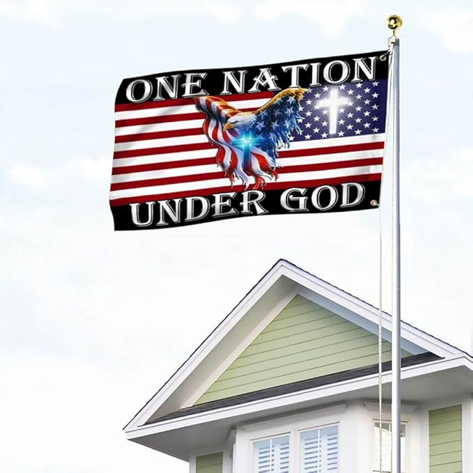 FLAGWIX 3x5 Patriotic American Flags, 4th of July Decorations, One Nation Under God American Eagle Flag - Double Sided, Heavy Duty Canvas - Decorations for Indoor, Outdoor Decor Flag with Grommets