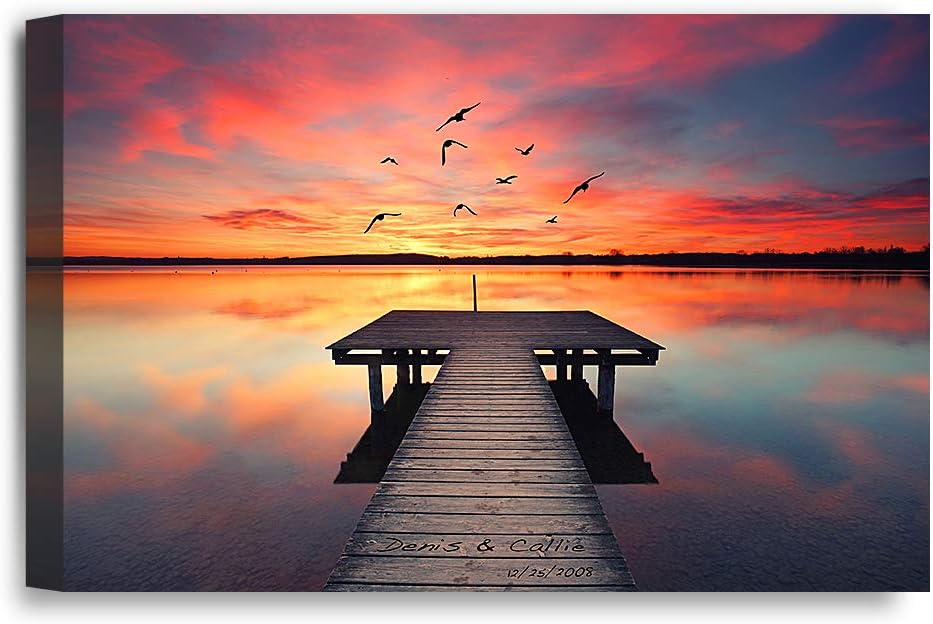 IPIC - Our Own Sunset Personalized Artwork with Names, Customized Gift for Anniversary, Giclee Canvas Wallart. 18x12