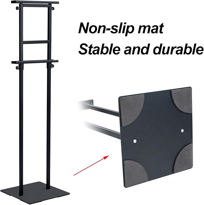 Heavy Duty Banner Stand with Non-slip Mat Base, Adjustable Pedestal Poster Stand Up to 82 inches, Double Side Show Sign Stand, Connected Show Floor Standing Sign holder for Outdoor Display