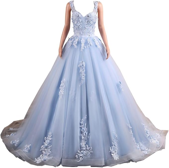 Engerla Women's Beading Sweetheart Ball Gown Tulle Layed Long Quinceanera Dress