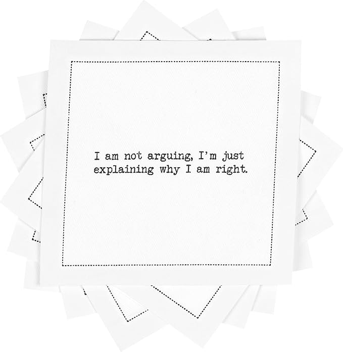 Five Star Funny Snarky Quotes | White Cotton Cocktail Napkins | 50 Luxury Disposable Beverage Napkins with Witty Bar Quotes | Drink Napkins for Parties, Bars, Weddings & Game Nights