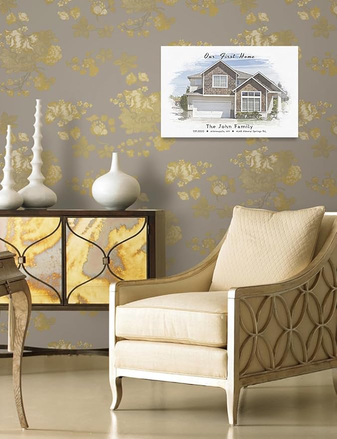 IPIC - Custom Watercolor House Portrait. Watercolor House Painting Personalized Housewarming Gift Custom Giclee Print Includes Names and the Special Date. W 18" x H 12" Ready to Hang.