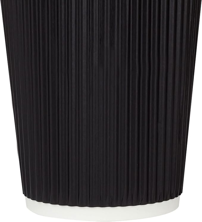 Karat 16oz Ripple Insulated Coffee Hot Cups [500 Count] Black Double Poly Lined Paper Hot Cup - Ideal for Hot Beverages, 90mm (C-KRC516B)