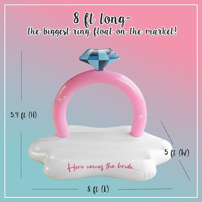 Pop Fizz Designs Giant Ring Float - Ultimate Bachelorette Pool Float - Diamond Ring Pool Float for Bachelorette Party Decorations
