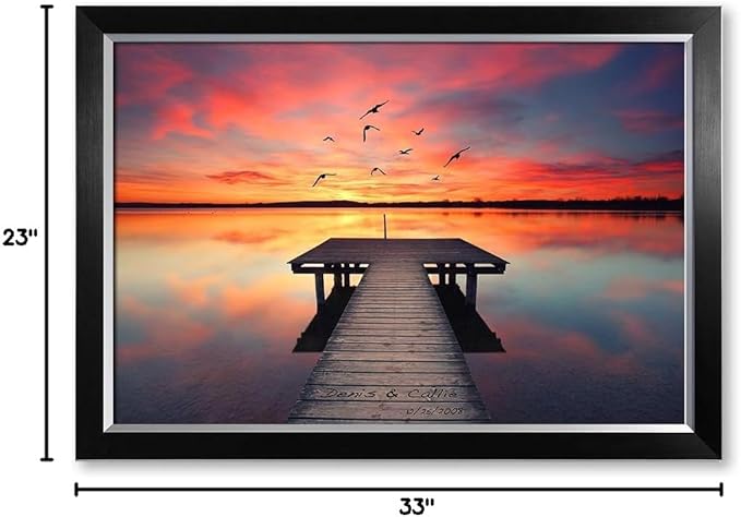 IPIC - Our Own Sunset Personalized Artwork with Names, Customized Gift for Anniversary. Giclee Wallart with High Grade Frame. Picture Size: 30x20