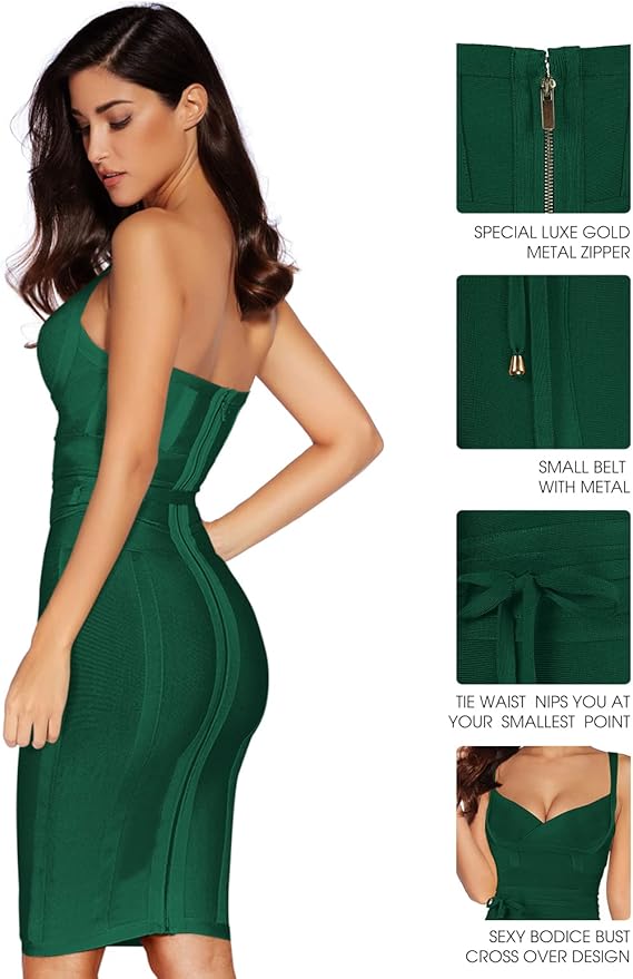 meilun Womens Rayon Belt Detail Bandage Bodycon Party Dress