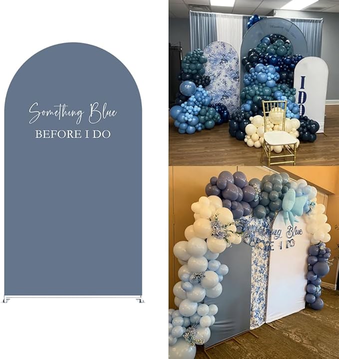 Something Blue Before I Do Arch Backdrop Cover Wedding Bridal Shower Bride to be Toile Party Arch Fabric Cover Blue Bloom Floral Baby Shower Decors (4X7.2ft,4314)