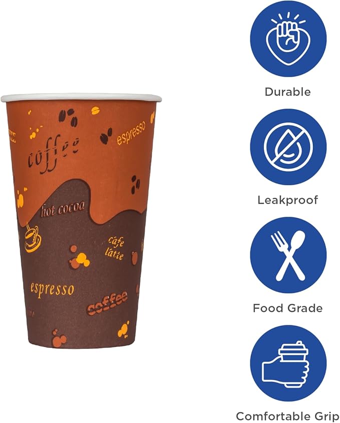 Karat 8oz Paper Hot Coffee Cups [1000 ct] Disposable, Leak-Resistant Double Poly-Lined Cups for Hot Beverages - Ideal for Cafes & Restaurants, 80mm (C-K508)