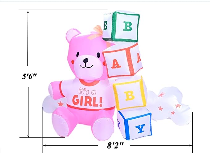 5.5Ft Inflatable Little Cub Arrival Girl Yard Garden Lawn Decoration, Outdoor Lighted Blow Up Display, Indoor Home Celebration, Birthday Party Holiday Decor Yard Prop Sign