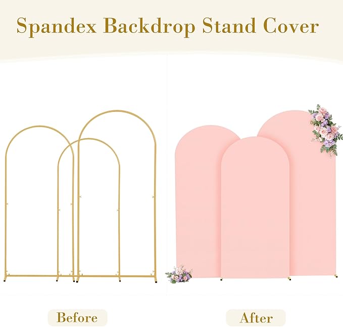 Dusty Rose Arch Cover 3 Set - 4FT, 5FT, 6FT Dusty Pink Arch Backdrop Cover Spandex Baby Shower Arch Stand Covers for Girls Birthday Party Wedding Bridal Shower Banquet Photo Background Decoration