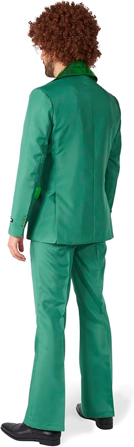 SUITMEISTER Men's Disco Costume Suit - Saturday Night Fever Outfit - Slim Fit - Including Blazer and Flare Pants - Green