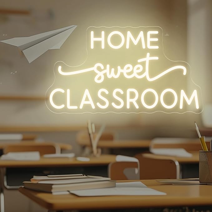 Home Sweet Classroom Neon Sign, Classroom Door Hanger, Teacher's Day Gift, Home Sweet Classroom, Classroom Decoration, 16.5"x9.3"
