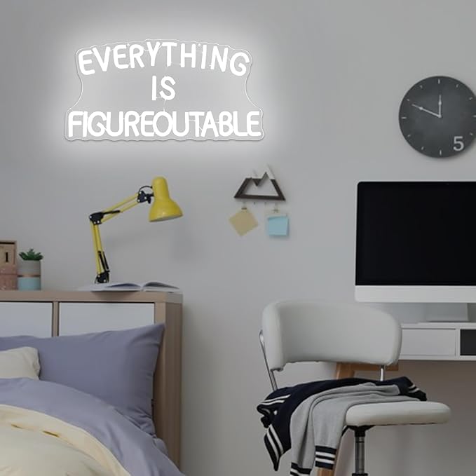Everything is Figureoutable Neon Sign Dimmable Inspirational Neon Wall Art Motivational Neon Lights for Classroom Office Home Wall Decor Positive Gifts