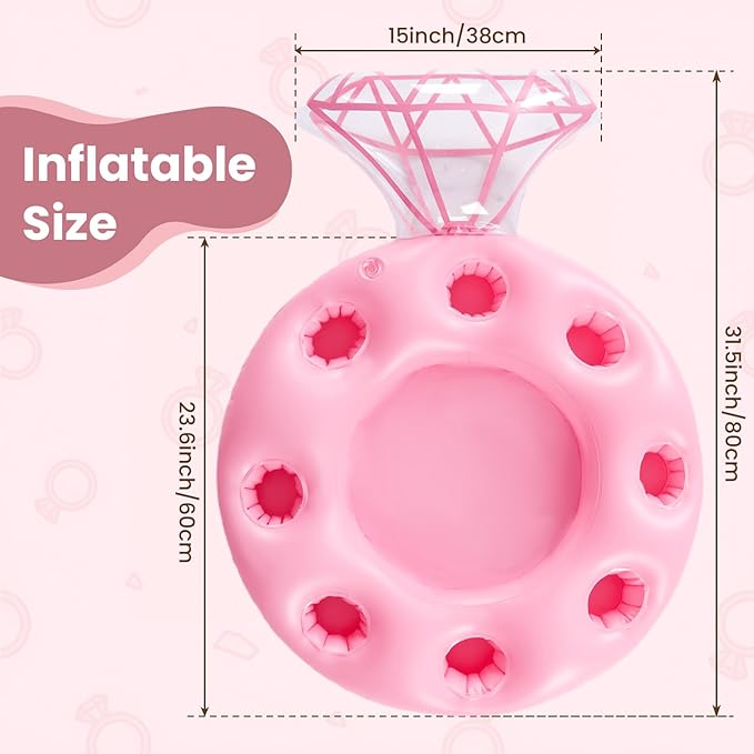 Zeraty Inflatable Pool Float Diamond Ring for Adults, Glitter Bachelorette Party Wedding Decorations Bridal Shower Gifts, Engagement Photo Prop, Swim Tube Beach Backyard Pool Lounging Supports 265 lbs