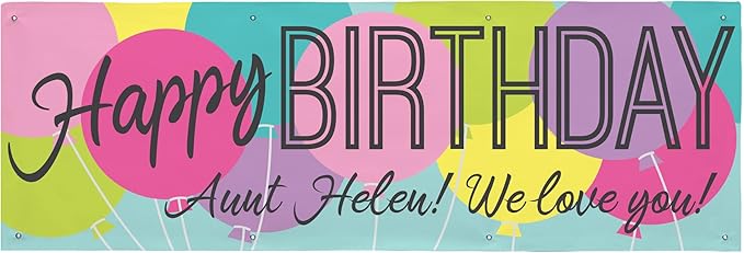 Let's Make Memories Personalized Happy Birthday Banner - Choose Any Year - Birthday Party Decorations - Custom Indoor/Outdoor Vinyl Banner - Any Message - Balloons - Pastel Colors - 10ft