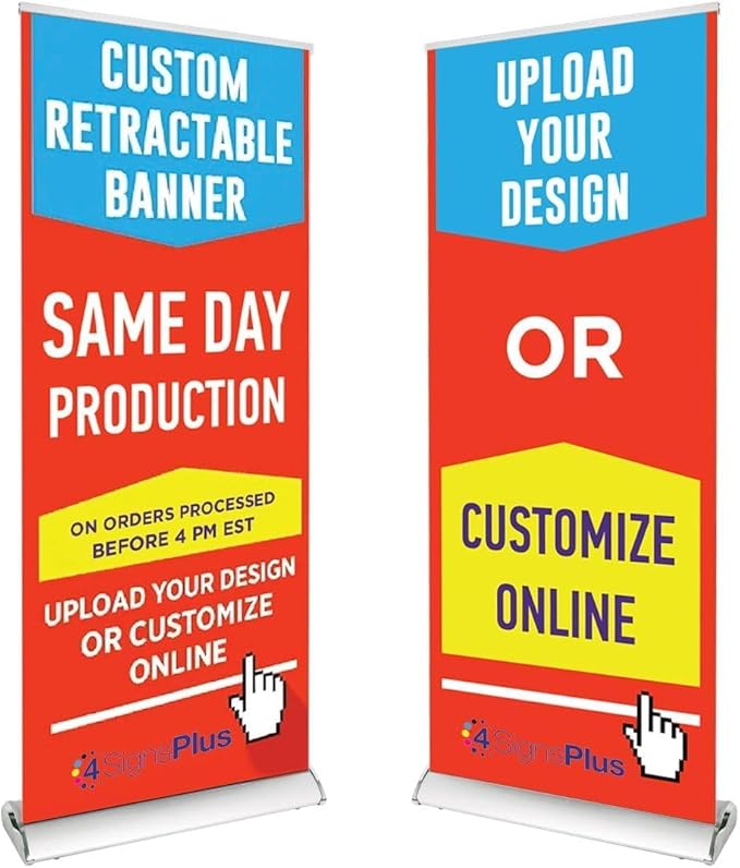 Deluxe Retractable Banner - Customizable Full Color Design Roll Up Banner with Carry On Case (Customizable, 36" x 81" Deluxe Single Sided)