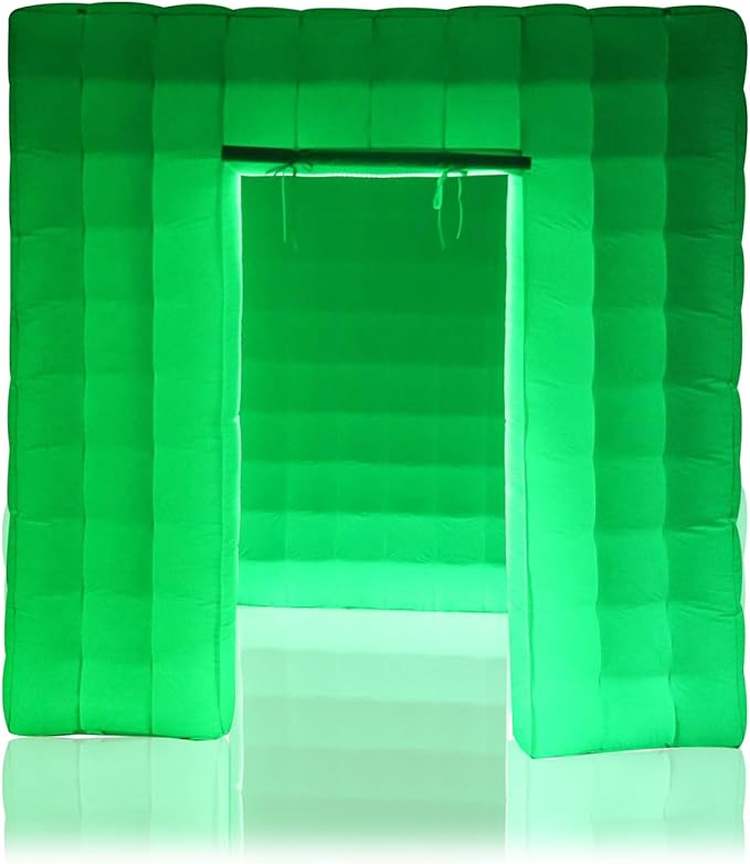 SAYOK Portable Inflatable Photo Booth Enclosure (White, One Door, 8.2x8.2x8.2ft) Photo Booth Backdrop Inflatable Cube Tent for Wedding Birthday Graduation Party Event