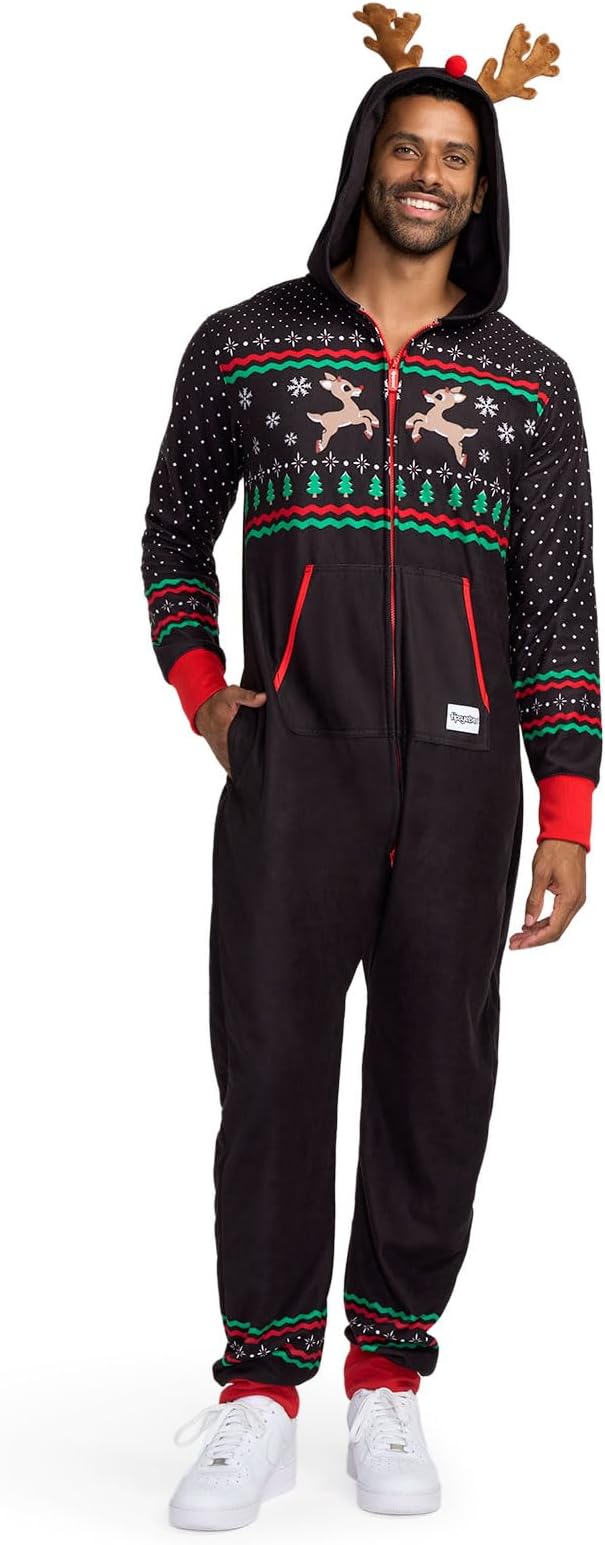 Tipsy Elves Christmas Onesies for Adults - Comfy Unisex Matching Holiday Jumpsuits with Convenient Pockets