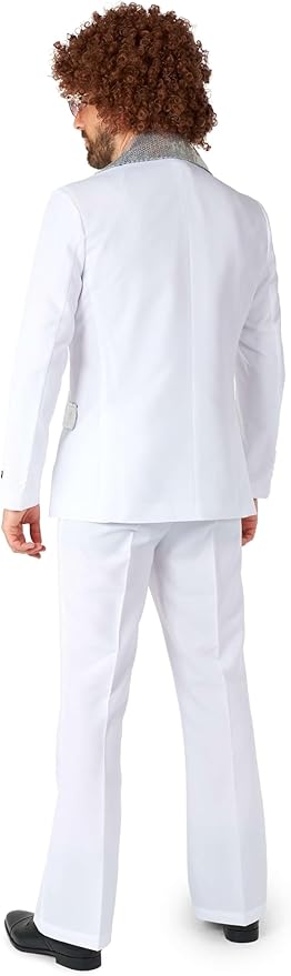 Suitmeister Men's Disco Costume Suit - Saturday Night Fever Outfit - Slim Fit - Including Blazer and Flare Pants - White