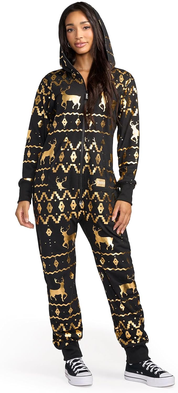 Tipsy Elves Christmas Onesies for Adults - Comfy Unisex Matching Holiday Jumpsuits with Convenient Pockets