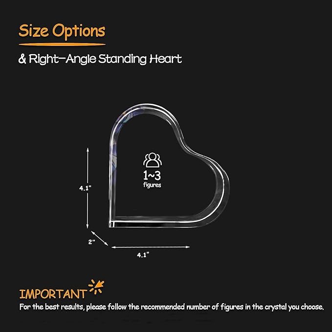 3D Crystal Photo, Personalized Valentine’s Day Gift, Customized Gifts for Wife, Women, Him, Her, Dad and Mom. Custom Picture Gifts for Valentine’s Day, Mother's Day, Father’s Day, Birthday, Wedding & Anniversary. Upright Heart Crystal Keepsake