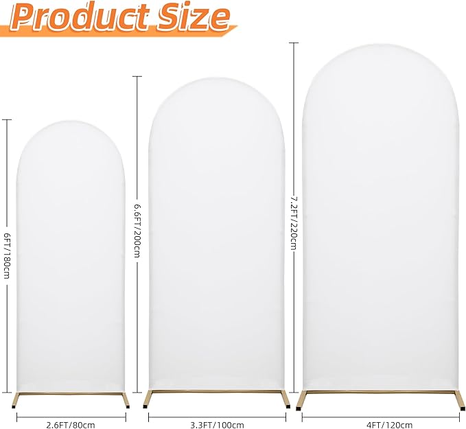 3-Piece Arch Cover Bundle – 7.2FT, 6.6FT & 6FT Stretch Spandex Backdrop Set – Wedding, Birthday & Photo Booth Arch Covers for Every Event