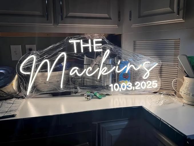 Personalized Last Name With Date Neon Sign, Custom Wedding LED Neon Light, Neon Name Sign for Wedding Party Backdrop Home Wall Decor, Gift for Couple