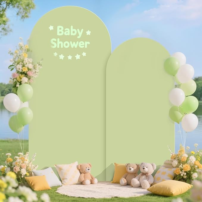 Metal Arch Backdrop Stand and Cover Set 7.2FT & 6FT Wedding Arch Stand Backdrops with Arch Stand Covers Sage Green Backdrop Cover for Arched Frame Stands for Birthday Party Holiday Decor