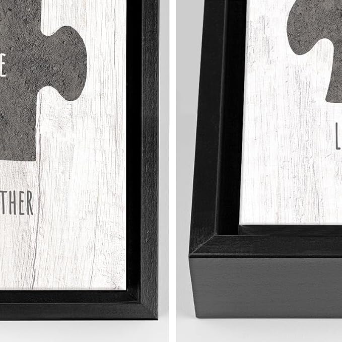 Personal-Prints LOVE PUZZLE - GRAY | Personalized Romantic Canvas Art Gift with Your Names | Custom for Valentine’s Day or Wedding Anniversary (12"x16" Float Framed Canvas)