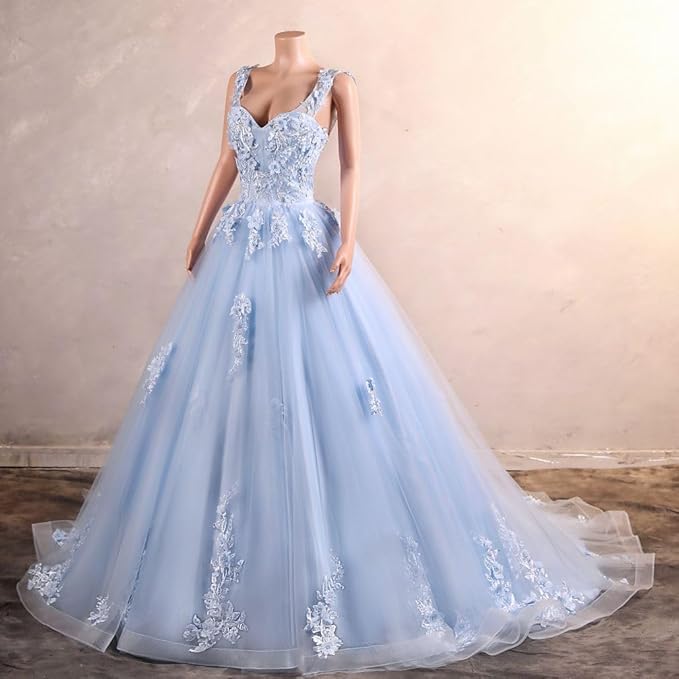 Engerla Women's Beading Sweetheart Ball Gown Tulle Layed Long Quinceanera Dress