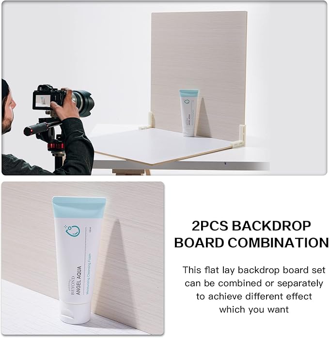 5PCS Double Sided Flat Lay Photo Studio Backdrop Boards, 16x16 Inch Waterproof Tabletop Background Board, Reusable Backdrop Props for Food Makeup Jewelry Product Shooting