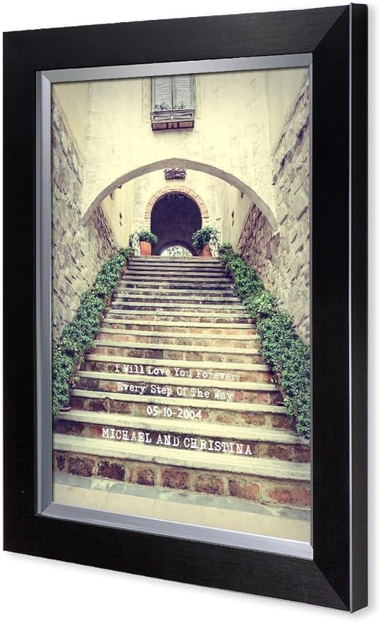 IPIC - Love You Every Step, Personalized Artwork with Names and Date on for Home Decor, Customized Gift for Anniversary,Wedding,Birthday and Holidays. Picture size: 18x12, Framed Size: 21x15