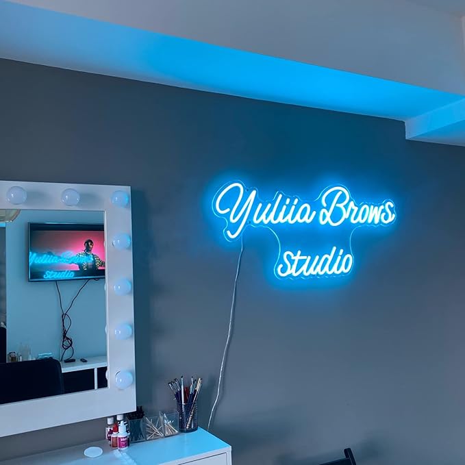 Custom Neon Sign Wedding, Personalized LED Name Logo Lights Battery Operated for Reception, Light up Neon Signs Customizable for Kids Room Bedroom Wall Decor, Birthday Party, Office Business (16-60")
