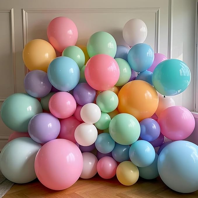 100 Pack 18 inch Pastel Balloons 10 Kinds Colors Colorful Party Balloon Bulk for Various Party Events Decorations