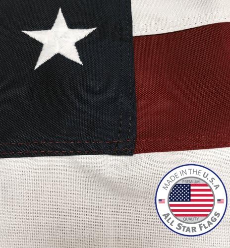 All Star Flags Heavy-Duty American Flag 4x6' -100% Made in The USA- Durable, Long Lasting, Polyester Fabric - Embroidered Stars, Sewn Stripes, 4 Rows of Lock Stitching on The Fly End, High Wind Usage